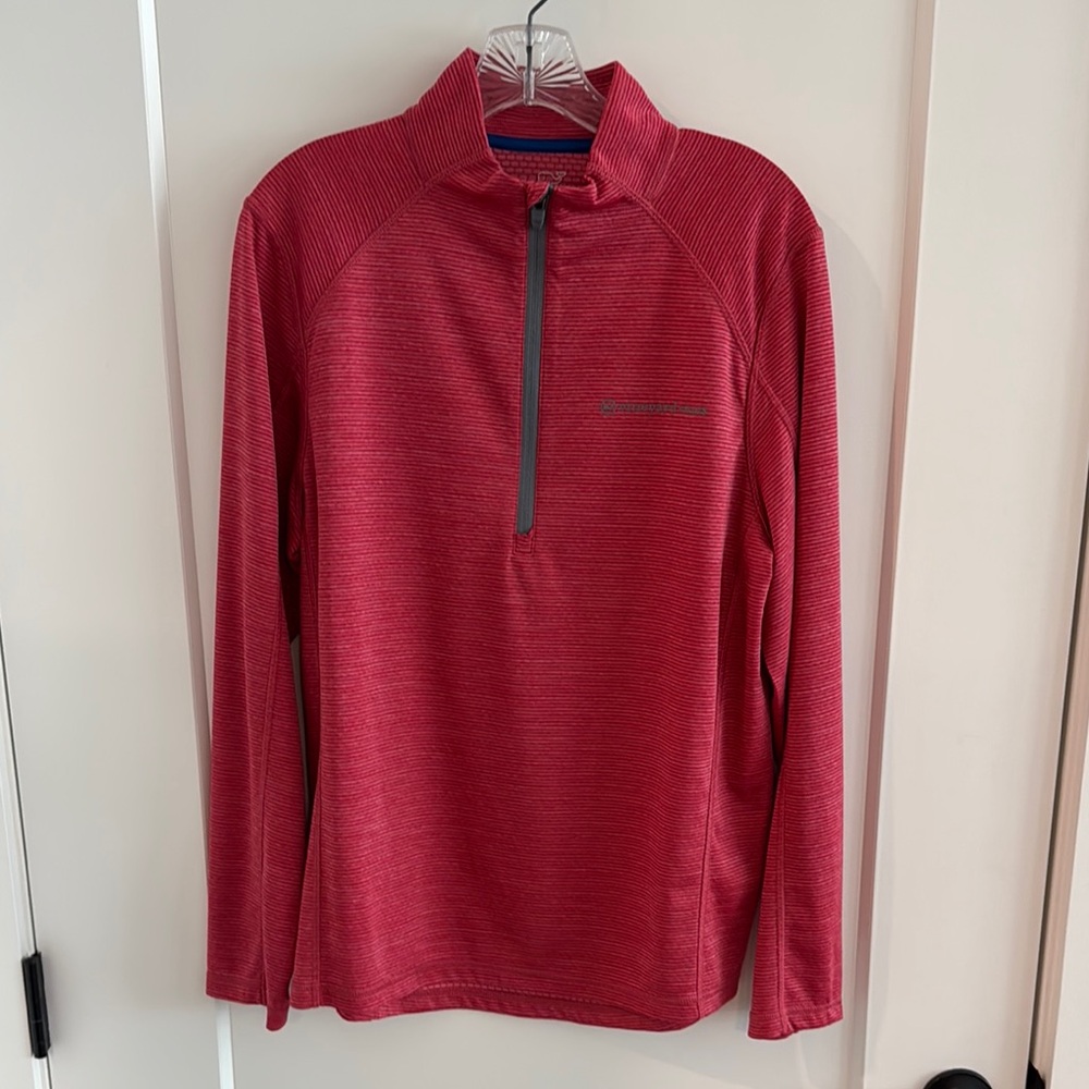 Vineyard Vines Red Athletic Zip Up Sweater